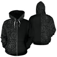 Polynesian Hoodie Zip up Half Style 01 Unisex Gray - Polynesian Pride