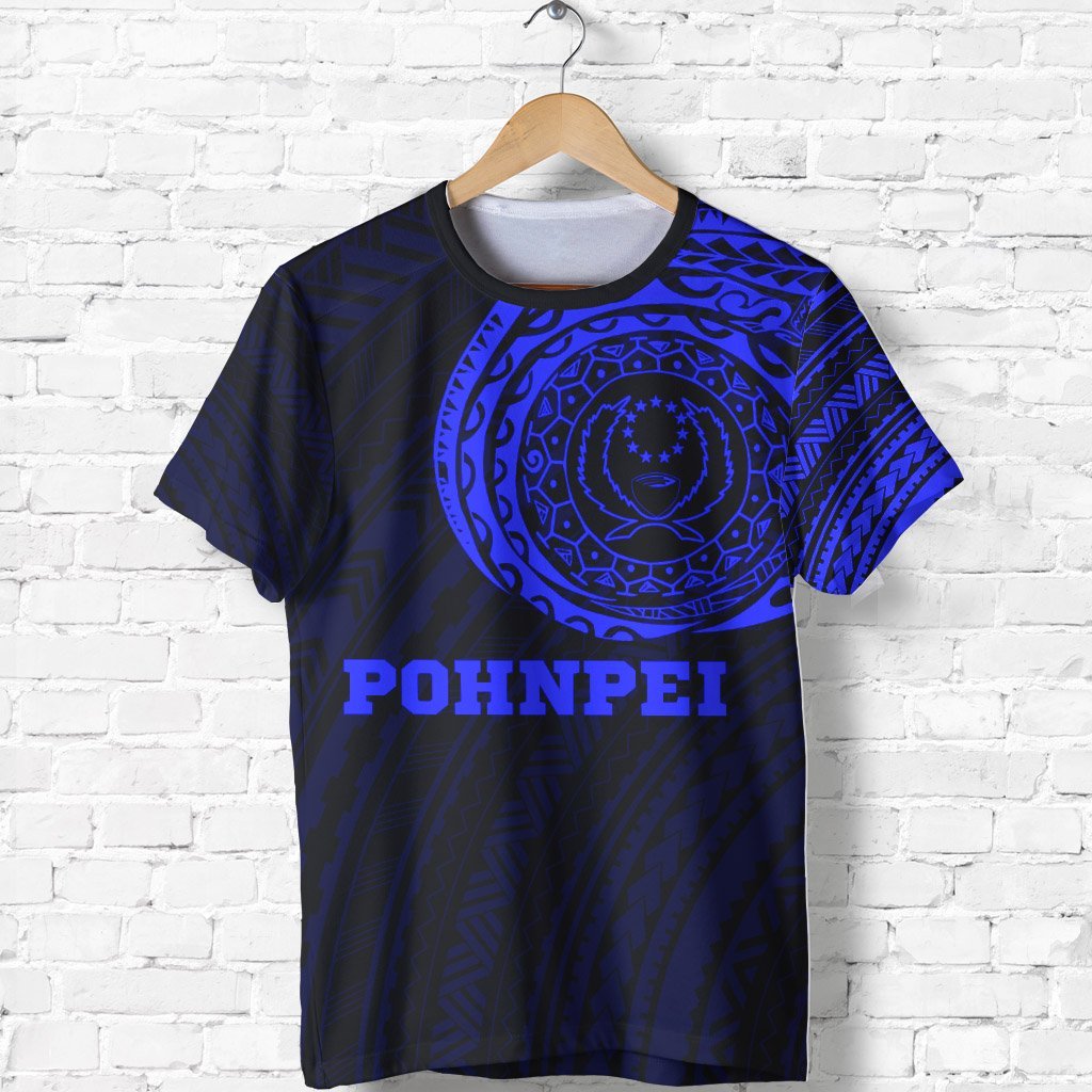 Pohnpei T Shirt Pohnpei Flag Tattoo Style Special Blue Unisex Blue - Polynesian Pride