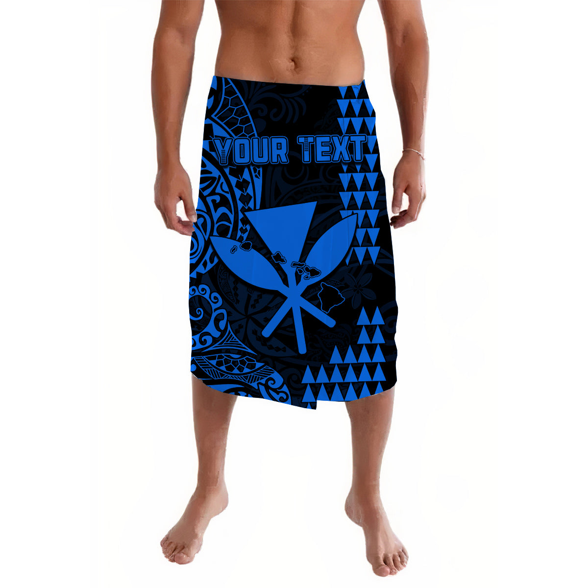 Custom Hawaii Day Kakau Lavalava Proud To Be Hawaiian Blue King Kamehameha and Kanaka Maoli LT13 Blue - Polynesian Pride