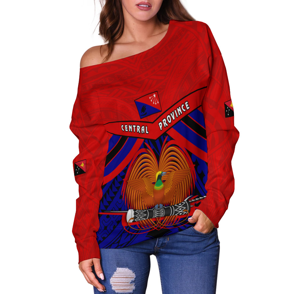 Central Province Off Shoulder Sweater Papua New Guinea LT13 - Polynesian Pride