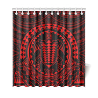 Hawaiian Kakau Honu Arc Red Polynesian Shower Curtain - Polynesian Pride