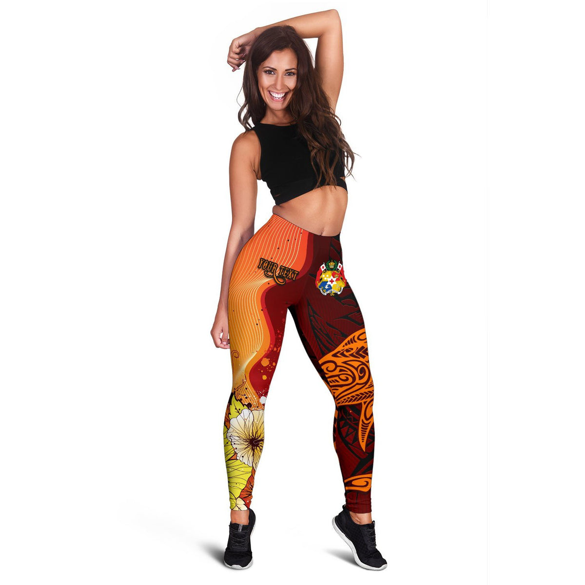 Tonga Custom Personalised Women's Leggings - Tribal Tuna Fish - Polynesian Pride