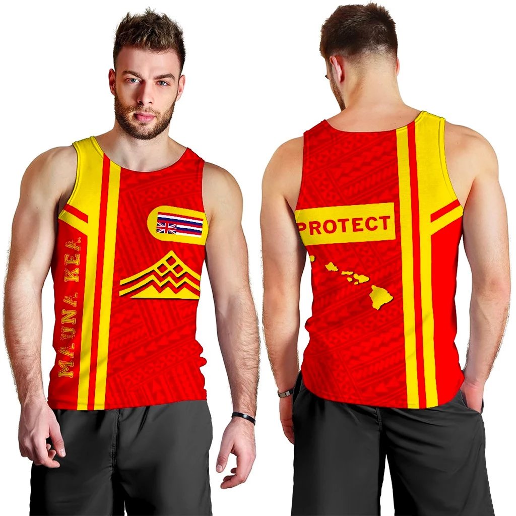 Hawaiian Polynesian Mauna Kea Men's Tank Top - Morale Style Red - Polynesian Pride