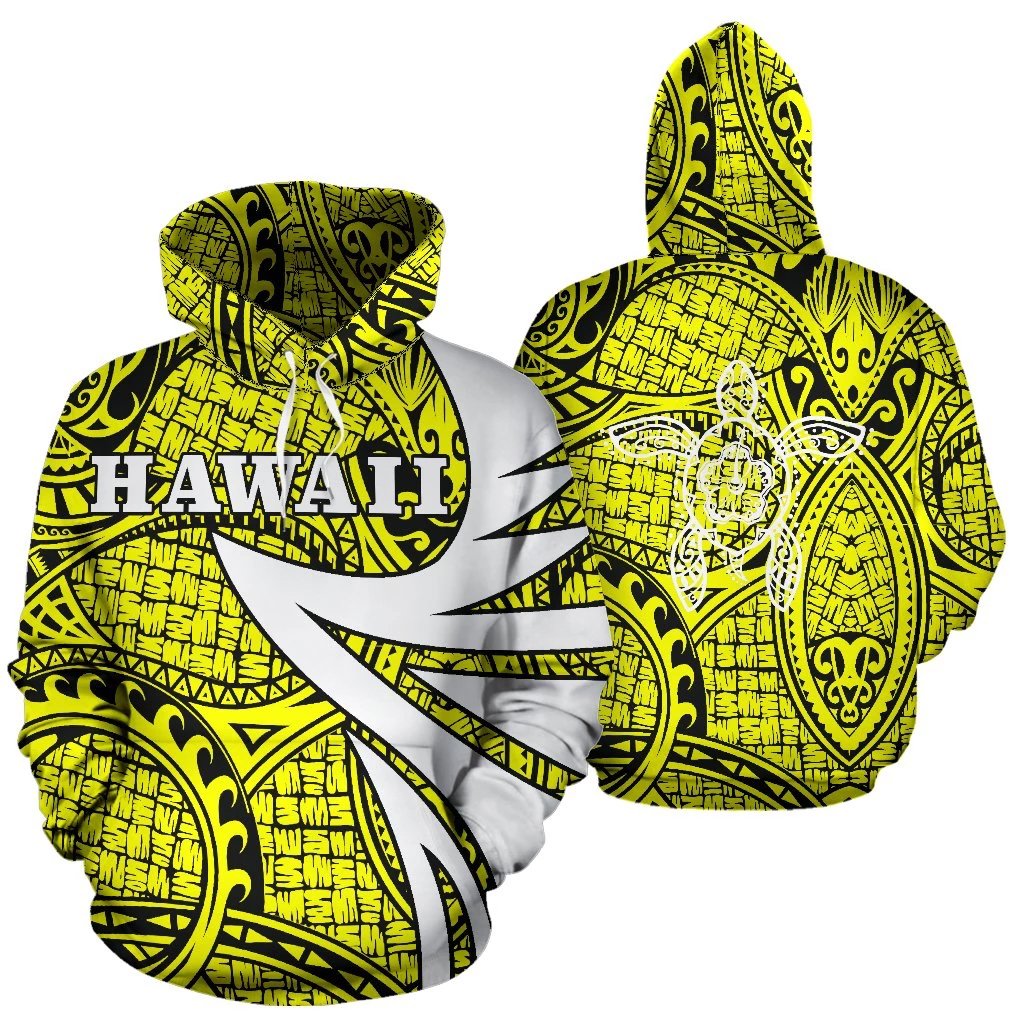 Hawaii Turtle Polynesian Hoodie Warrior Style Unisex White - Polynesian Pride