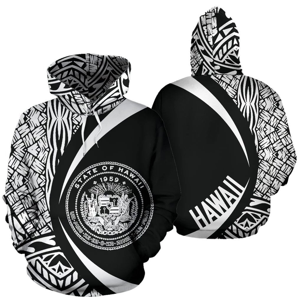 Hawaii Polynesian Hoodie Circle Style White Unisex White - Polynesian Pride
