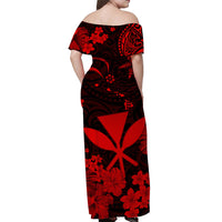 Hawaii Off Shoulder Long Dress Polynesia Red Kanaka Maoli LT13 - Polynesian Pride