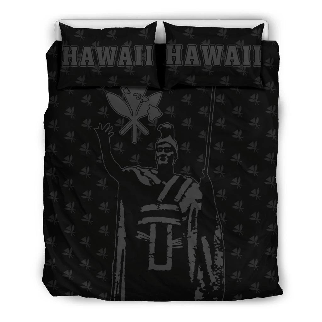 Hawaiian Warrior King Kanaka Maoli Gray Bedding Set - Polynesian Pride