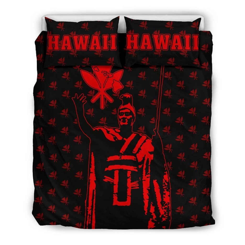Hawaiian Warrior King Kanaka Maoli Red Bedding Set - Polynesian Pride