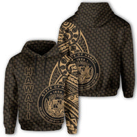 Hawaii Polynesian Hoodie Gold Emboss Style Unisex Gold - Polynesian Pride