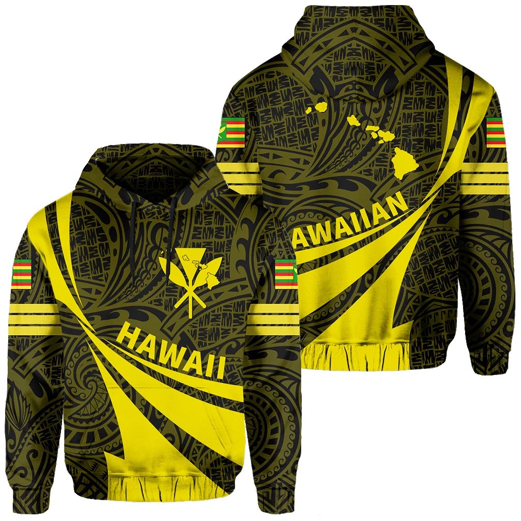 Kanaka Polynesian Hoodie Yellow Doma Style Unisex Yellow - Polynesian Pride