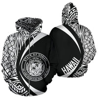 Hawaii Polynesian Zip up Hoodie White Circle Style Unisex White - Polynesian Pride