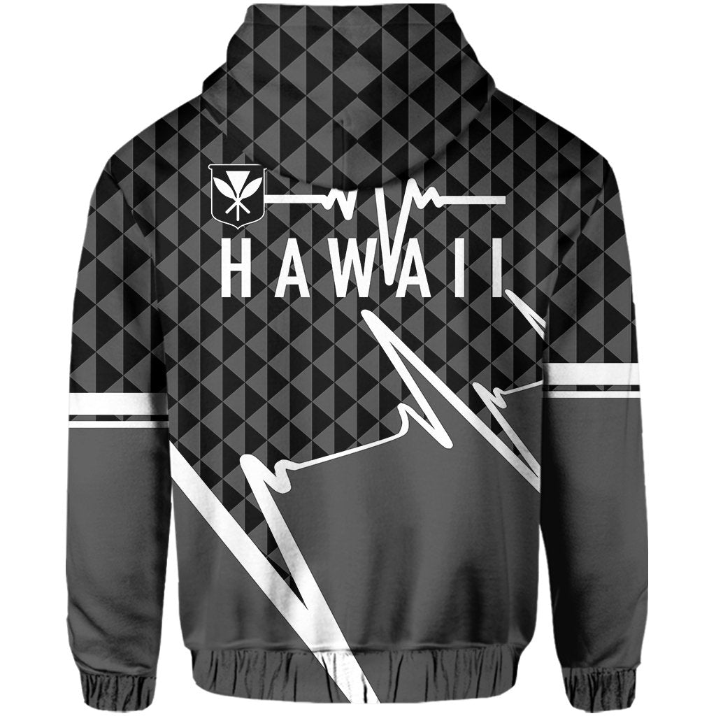 Kakau Hawaii In My Heartbeat Flag of Hawaii Hoodie Gray - Polynesian Pride