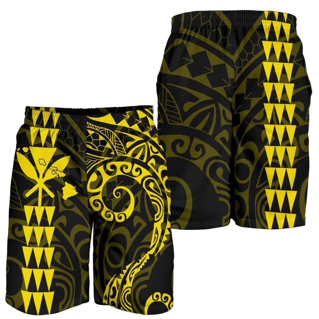 Kanaka Hawaii Map Yellow Polynesian Men's Short Men's Shorts Yellow - Polynesian Pride