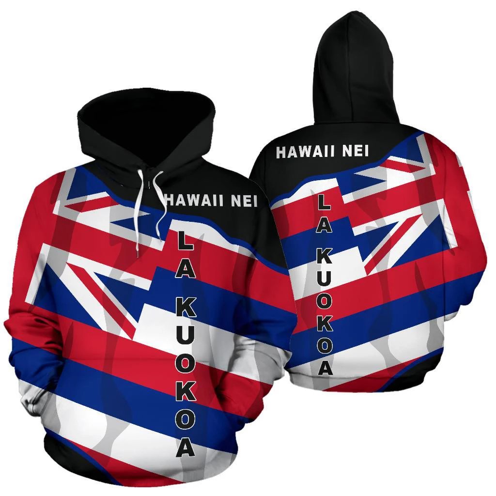 Hawaii Lakuokoa Flag Hoodie Unisex Art - Polynesian Pride