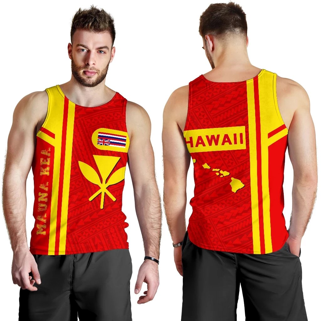 Kanaka Polynesian Mauna Kea Men's Tank Top - Morale Style Red - Polynesian Pride