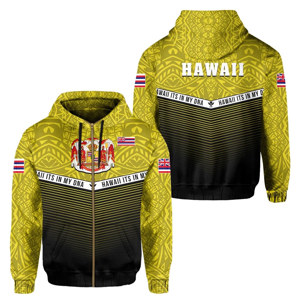 Hawaii Polynesian Zipper Hoodie Yellow Mix Style Unisex Yellow - Polynesian Pride