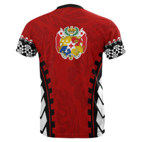 Tonga All Over T Shirt Tongan Flag Coat of Arms Warrior Style - Polynesian Pride