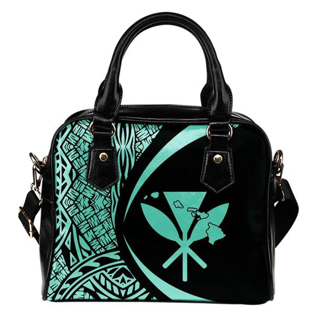 Kanaka Hawaii Map Turquoise Shoulder Handbag One Size Turquoise - Polynesian Pride