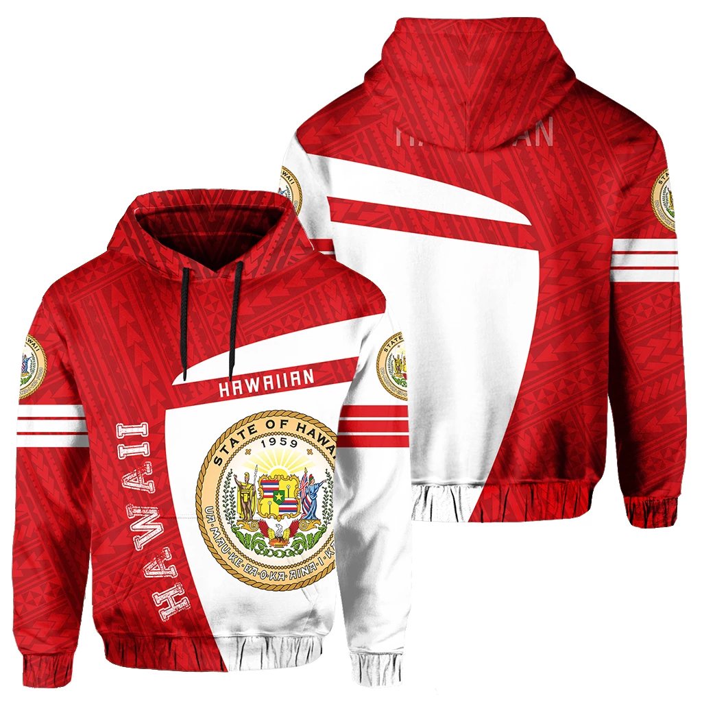 Hawaii Polynesian Sport Hoodie Red Premium Style Unisex Red - Polynesian Pride