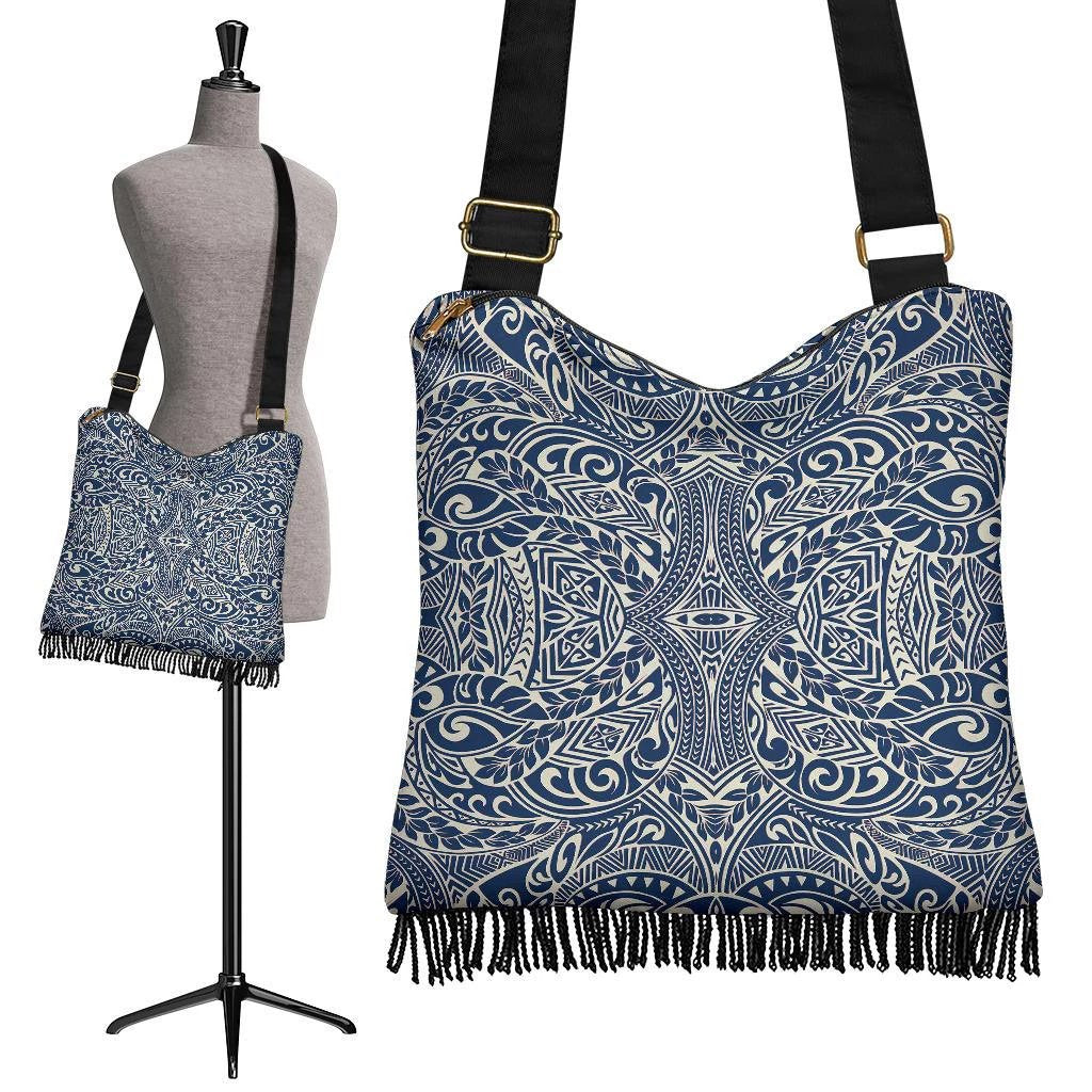 Polynesian Tribal Crossbody Boho Handbag Crossbody Boho Handbag One Size Black - Polynesian Pride