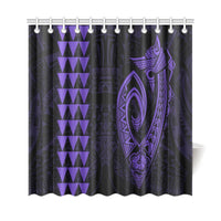 Hawaii Kakau Makau Fish Hook Polynesian Shower Curtain - Purple - Polynesian Pride
