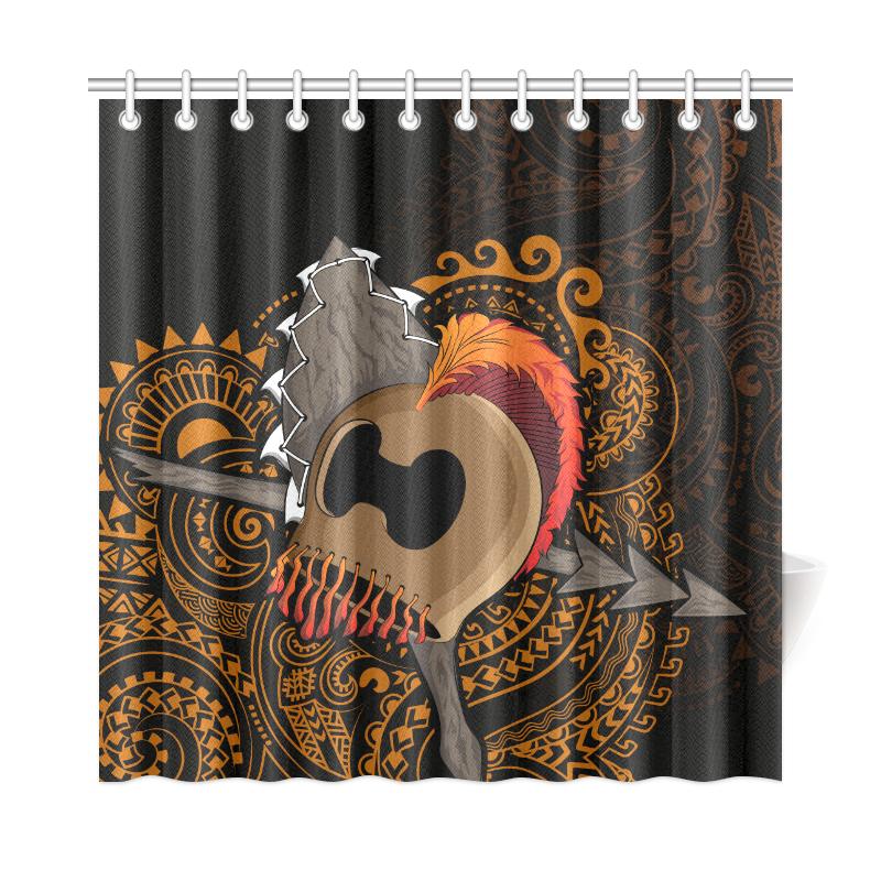 Hawaiian Warrior Helmet Polynesian Shower Curtain - Polynesian Pride