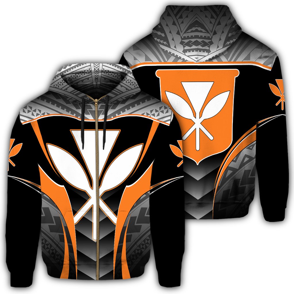 Hawaiian Polynesian Kanaka Zipper Hoodie Mea Kaua Style Unisex Black - Polynesian Pride