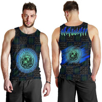 Hawaiian Hawaii Coat Of Arms Inside Men's Tank Top Blue - Glow Style - AH Blue - Polynesian Pride