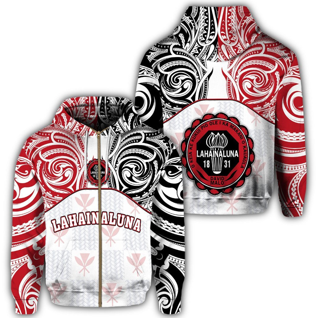 hawaiiZipper Hoodie Kanaka Lahainaluna High School Zipper Hoodie Demodern Style Unisex White - Polynesian Pride