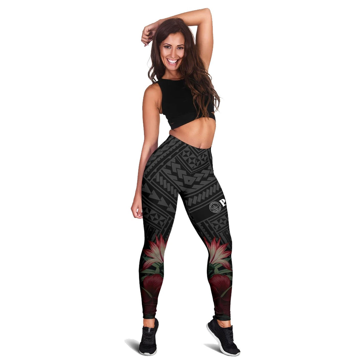Palau Polynesian Women's Legging - Tropical Vintage Hibiscus - Polynesian Pride
