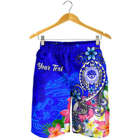 FSM Custom Personalised Men's Shorts - Turtle Plumeria (Blue) - Polynesian Pride