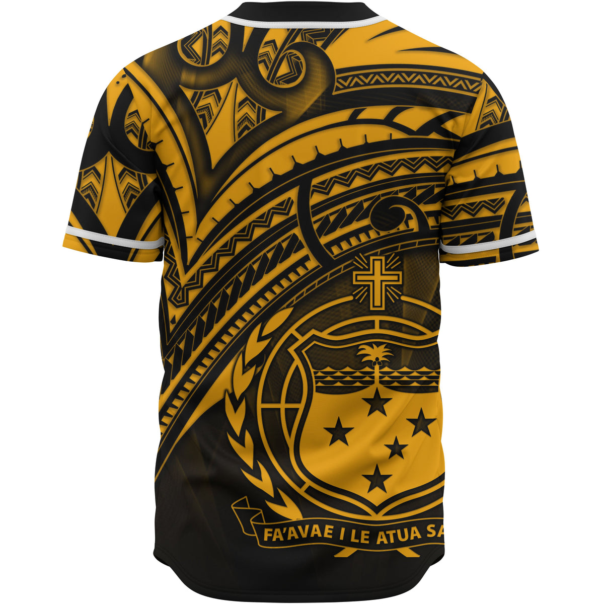 Samoa Baseball Shirt - Gold Color Cross Style - Polynesian Pride