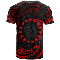 Cook Islands Polynesian All Over T Shirt Red Tribal Wave - Polynesian Pride