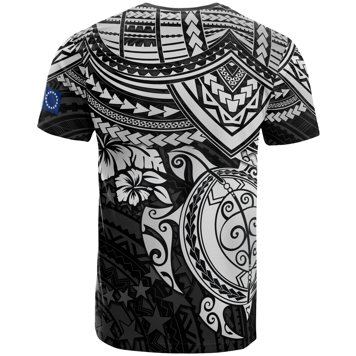 Cook Islands Polynesian T Shirt Cook Islands Flag White Turtle Hibiscus - Polynesian Pride