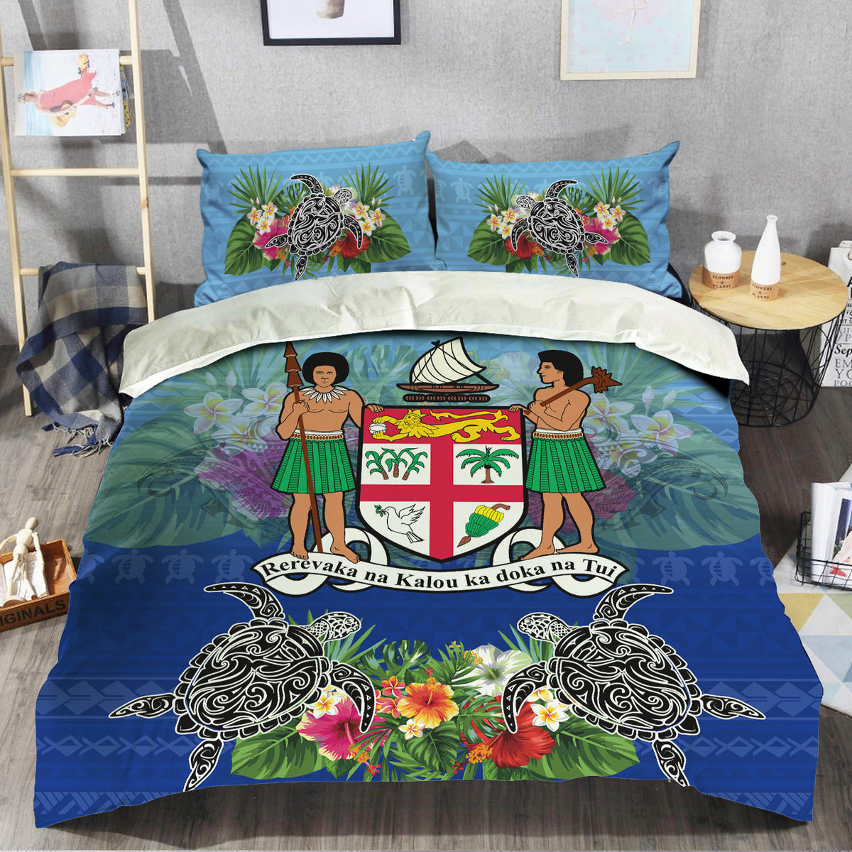 Fiji Bedding Sets - Fijian patterns ver1 Blue - LT20 - Polynesian Pride