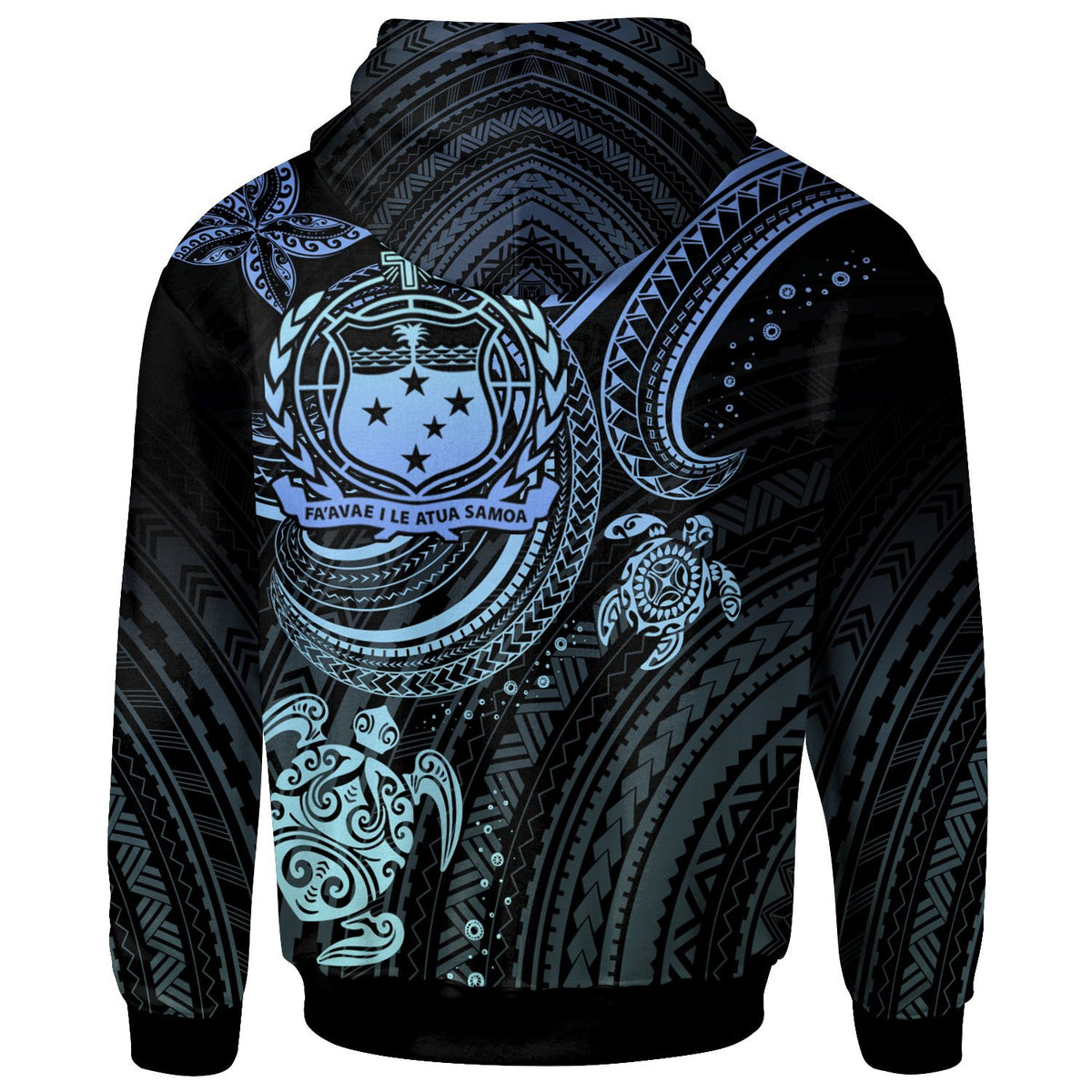 Samoa Custom Hoodie Blue Turtle - Polynesian Pride