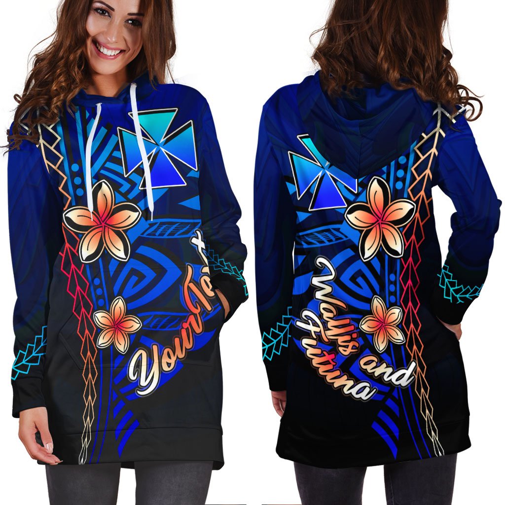Wallis and Futuna Custom Personalised Hoodie Dress - Vintage Tribal Mountain - Polynesian Pride