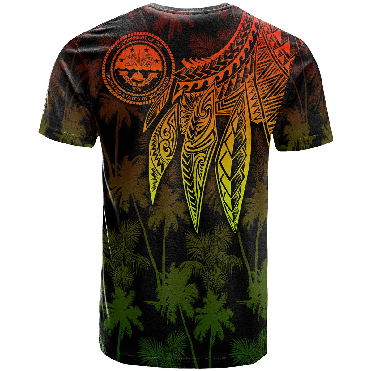 Federated States of Micronesia Custom T Shirt Polynesian Wings (Reggae) - Polynesian Pride