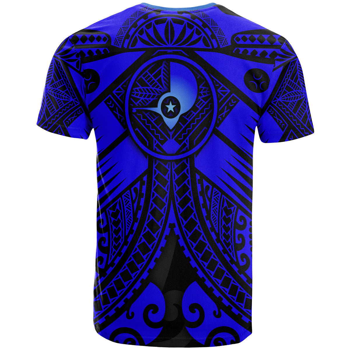 Yap Custom T Shirt Blue Seal with Polynesian Tattoo - Polynesian Pride
