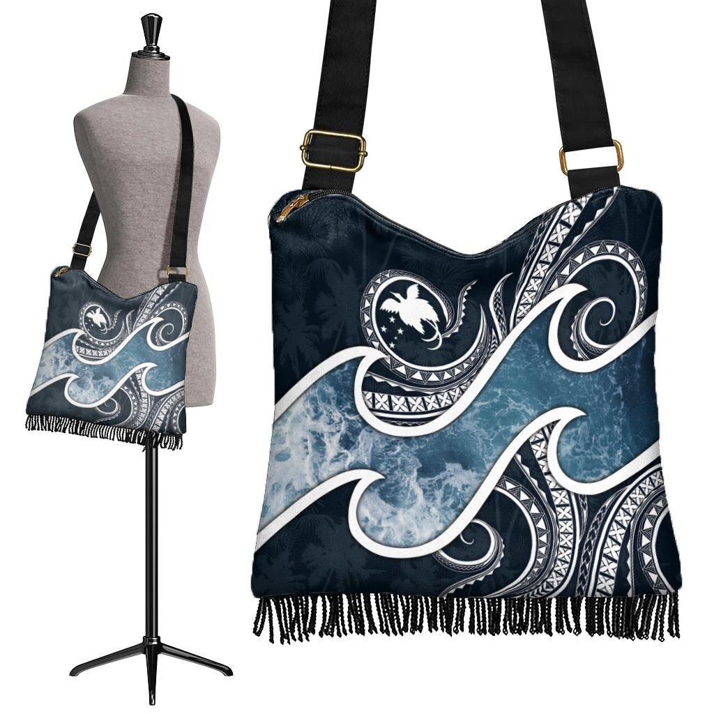 Papua New Guinea Polynesian Crossbody Boho Handbag - Ocean Style One Style One Size Blue - Polynesian Pride