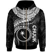 Chuuk Polynesian Zip up Hoodie Chuuk Waves (White) Unisex White - Polynesian Pride