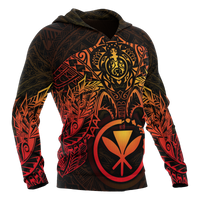 Polynesian Hawaii Hoodie Red Turtle Manta Ray - Polynesian Pride