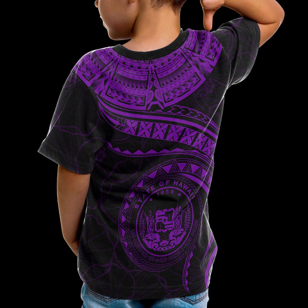 Polynesian Hawaii CustomT Shirt Hawaiian Waves (Purple) - Polynesian Pride