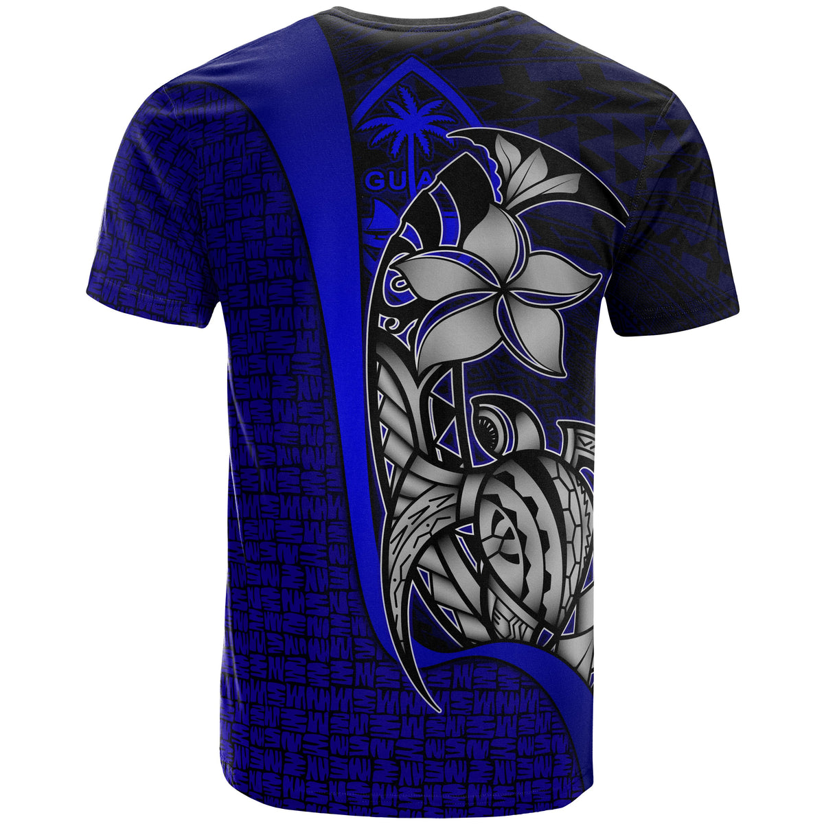 Guam Polynesian Custom T Shirt Blue Turtle with Hook - Polynesian Pride
