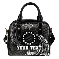 Cook Islands Polynesian Custom Personalised Shoulder Handbag - White Tribal Wave One Size Black - Polynesian Pride