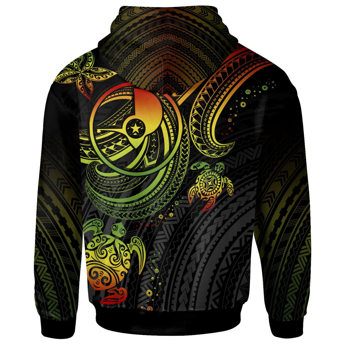 Yap Custom Zip up Hoodie Reggae Turtle - Polynesian Pride