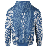 Hawaii Hoodie Hibiscus Polynesian Tattoo Blue - Polynesian Pride