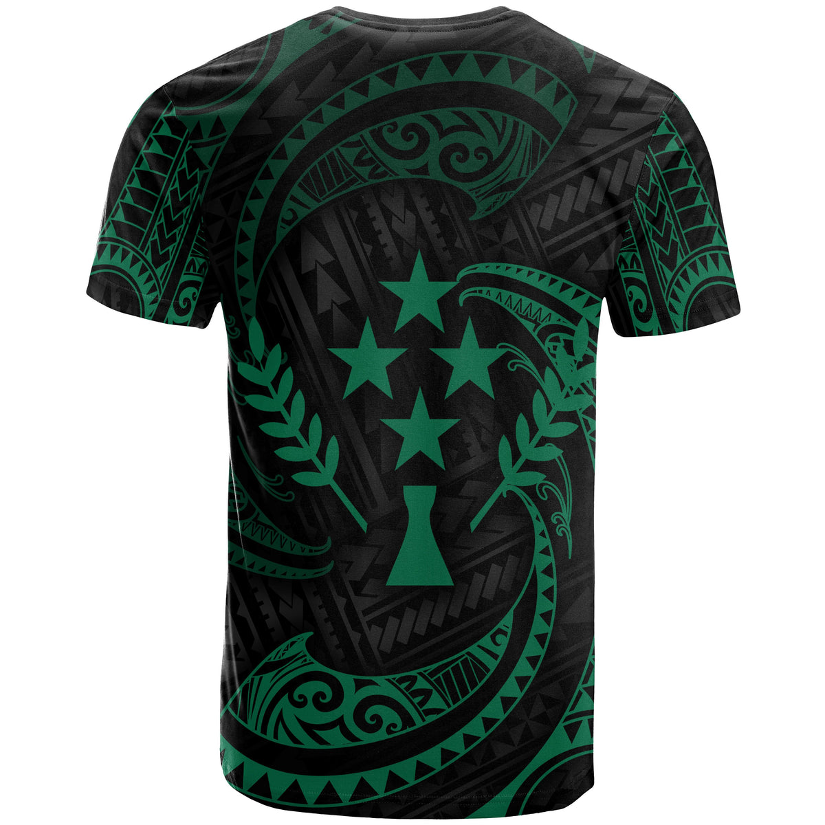 Kosrae Micronesia Custom T Shirt Green Tribal Wave - Polynesian Pride