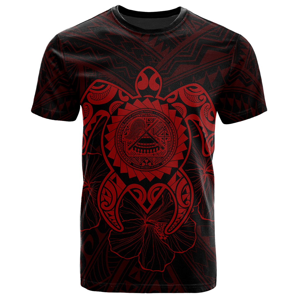 American Samoa Polynesian T Shirt Vintage Polynesian Turtle (Red) Unisex Red - Polynesian Pride