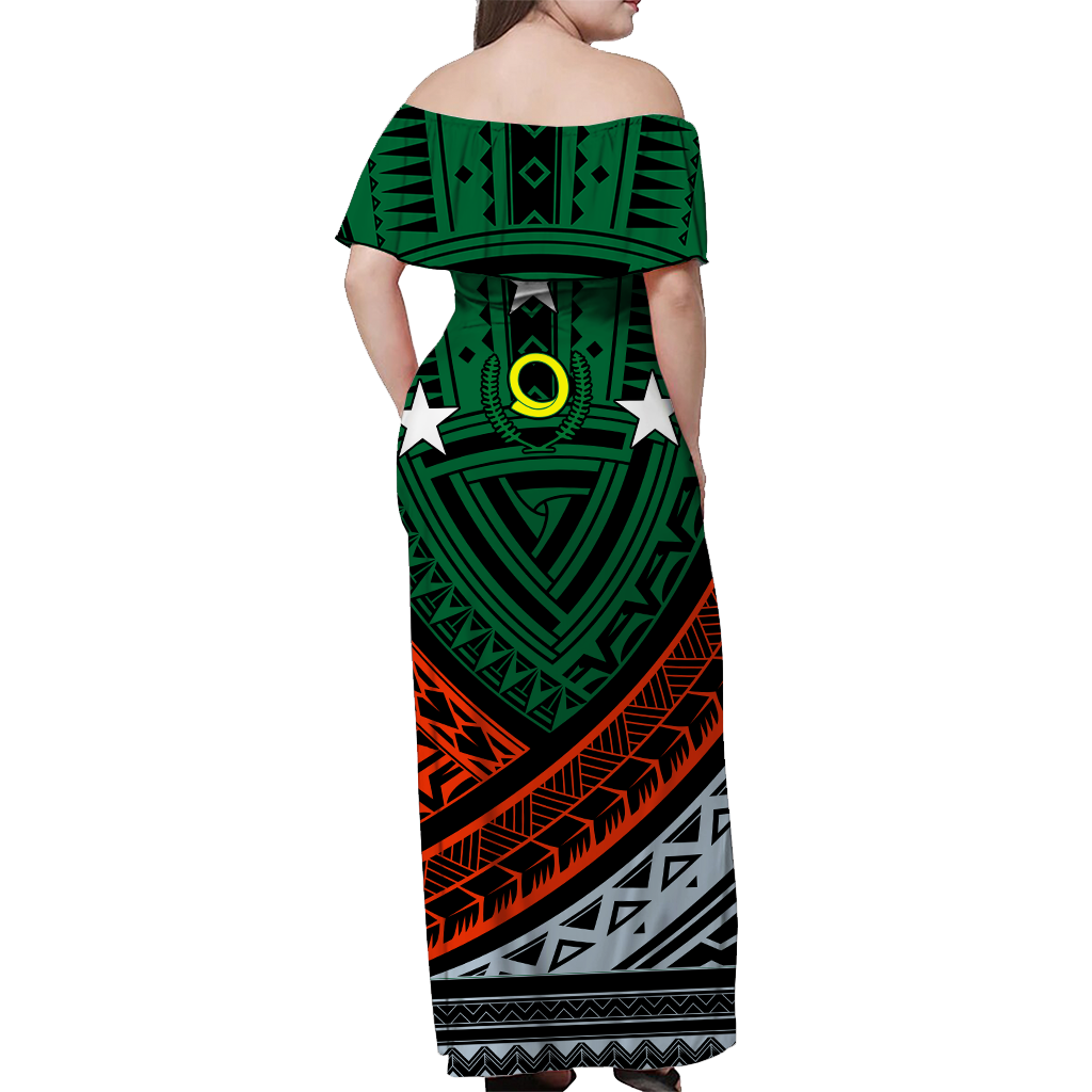 (Custom Personalised) Vanuatu Penama Province Tribal Pattern Women Off Shoulder Long Dress - LT12 - Polynesian Pride